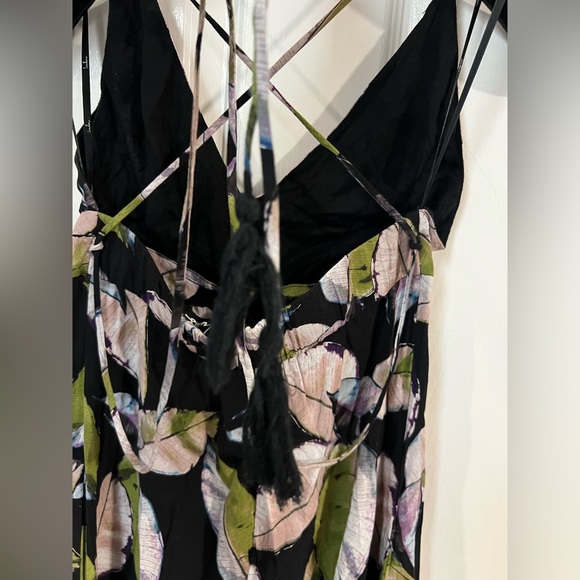 Lulu San Tropez floral jumpsuit wide legs w front slits & open strap back sz XS - Picture 7 of 14
